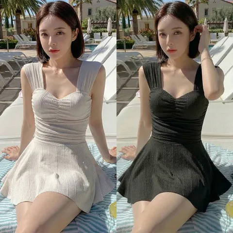 여성 체형커버 단정한 비치 원피스 수영복