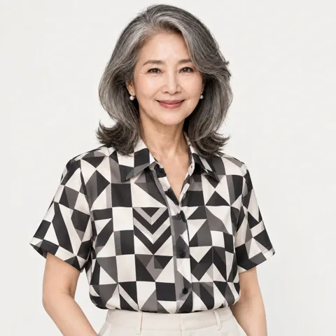 38. 루즈핏 오버롤 패턴 반팔셔츠